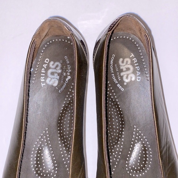 SAS Tripad Coco Bronze/Brown Leather & Patent Leather Ballet Flats - Picture 8 of 11